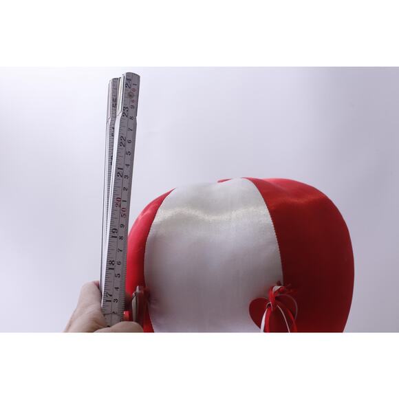 1980s Red-White Hot Air Balloon with Wicker Basket, 21 inches, Valentine's Day - Picture 3 of 3